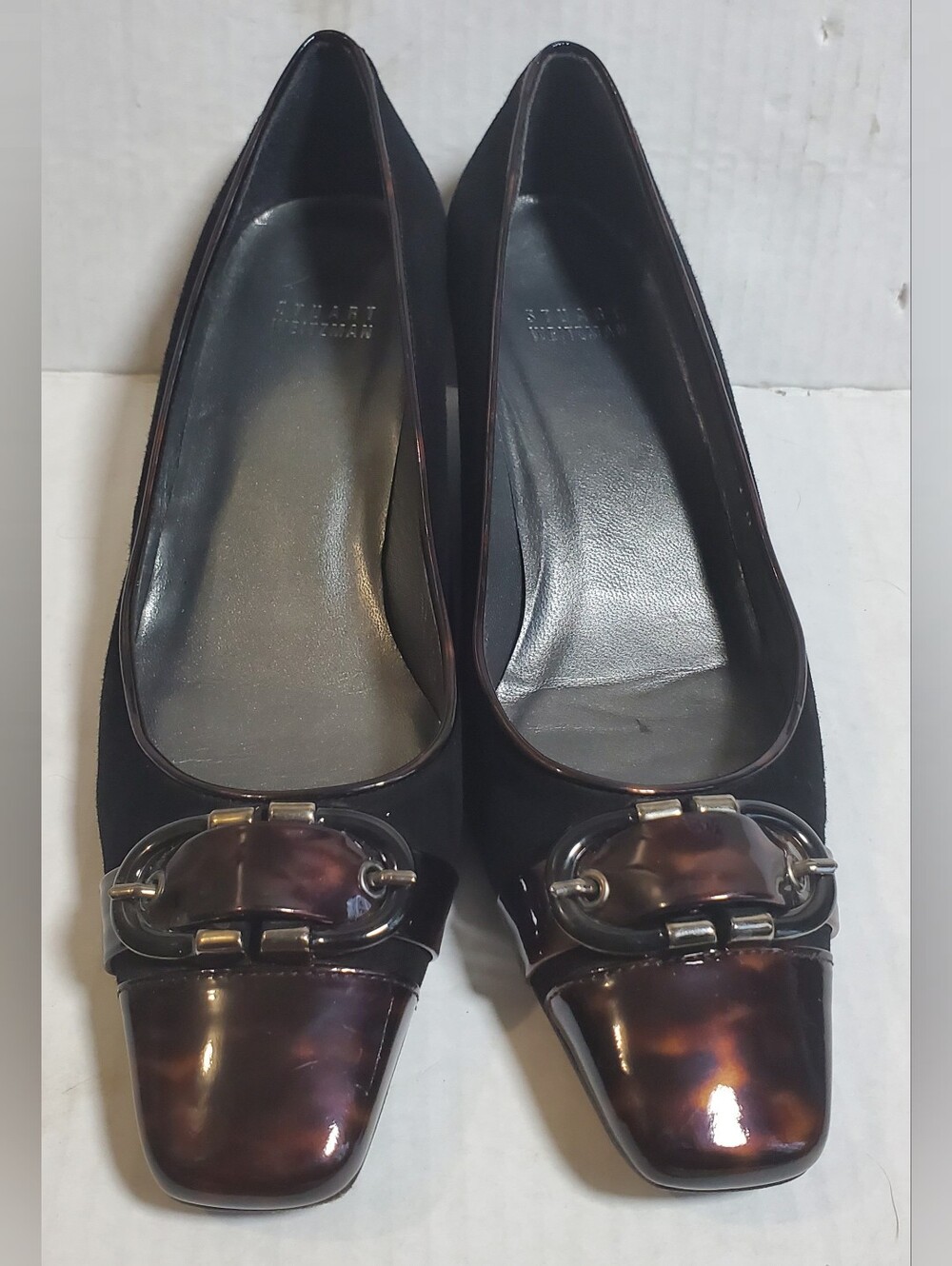 Stuart Weitzman Sz 7.5 Buckle Tortoise Shell/suede Pumps Made In Spain